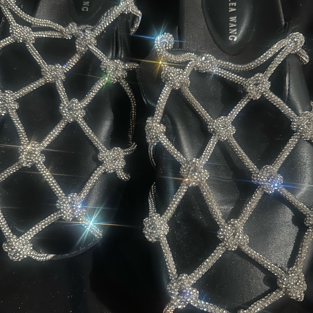 Alexander Wang Black Sandals with Silver Crystal Accents